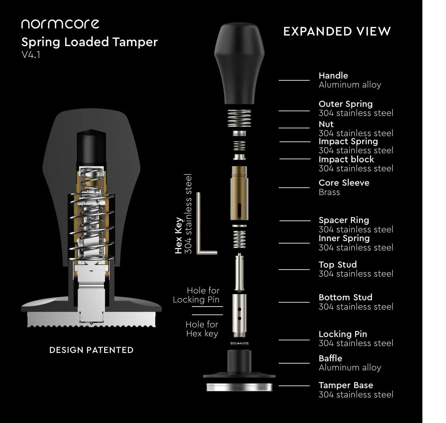 Normcore V4.1 Spring Loaded Coffee Tamper with "Click" Sound - Image 2